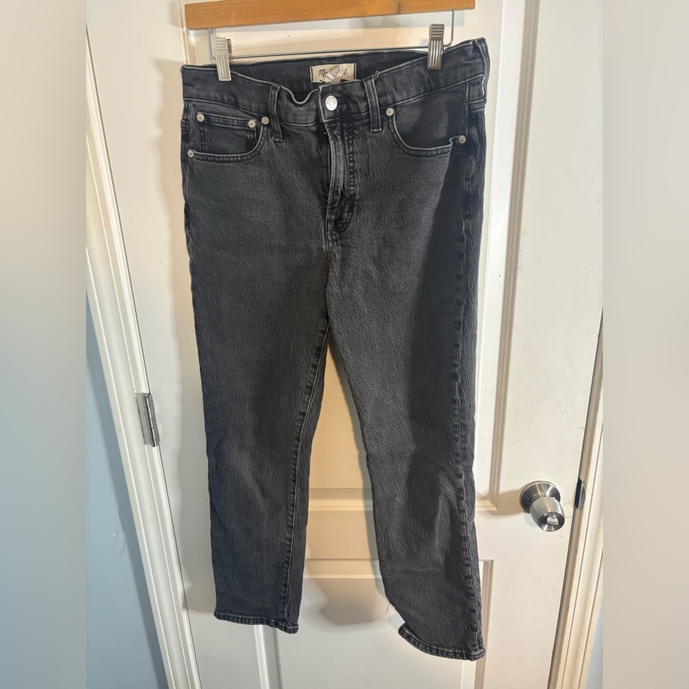 Madewell the mid rise perfect vintage Jean Dark Gray Straight Jeans size 28 EUC
